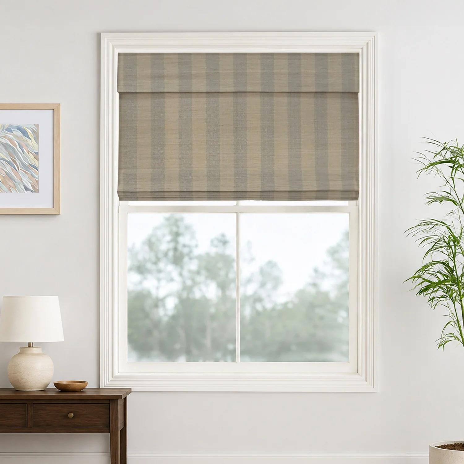 Reed Stripe Bamboo Blinds & Shades - Wooden Headrail - Image 15