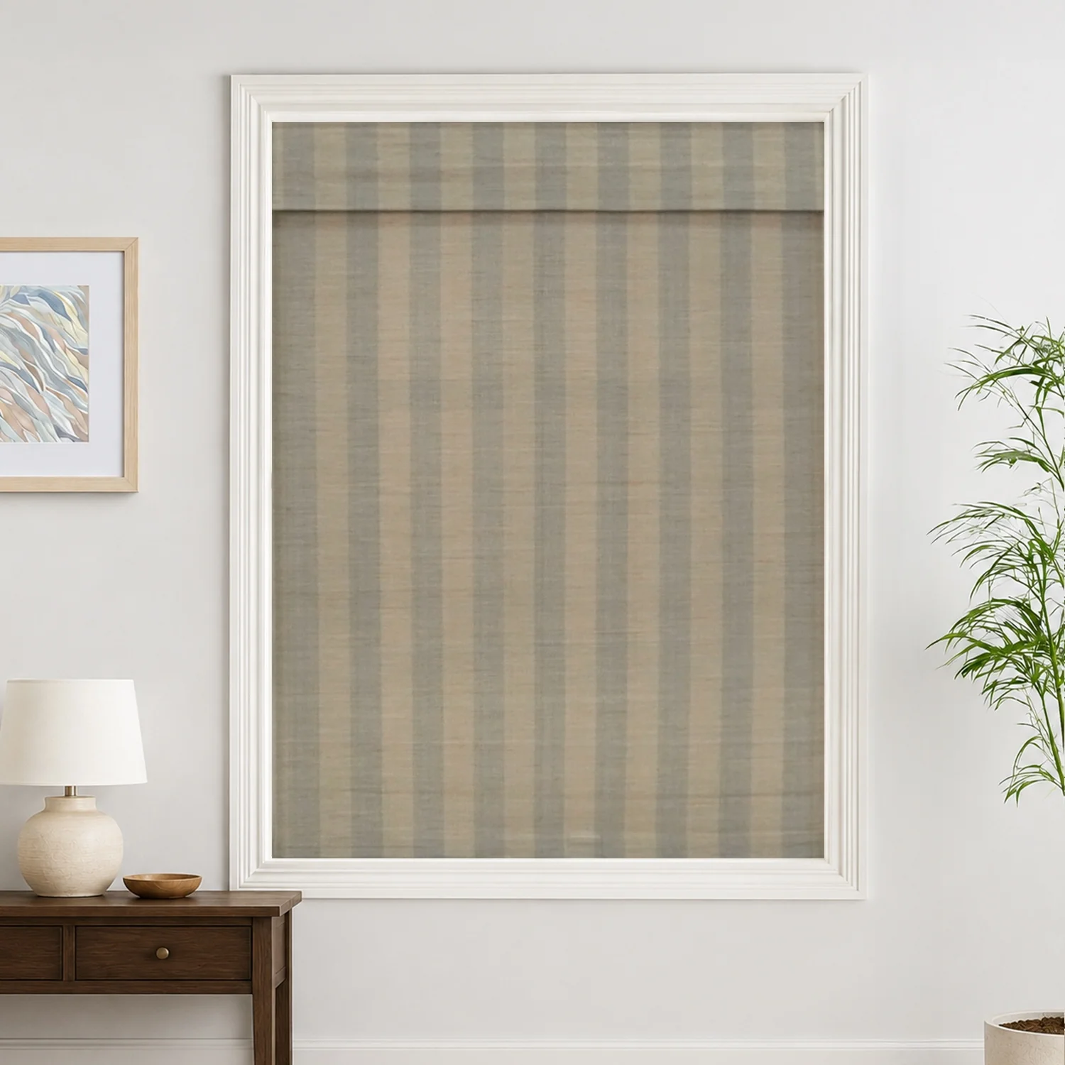 Reed Stripe Bamboo Blinds & Shades - Wooden Headrail - Image 16