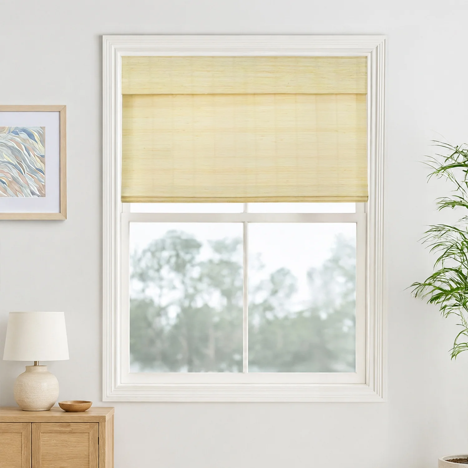 Reed Stripe Bamboo Blinds & Shades - Wooden Headrail - Image 18