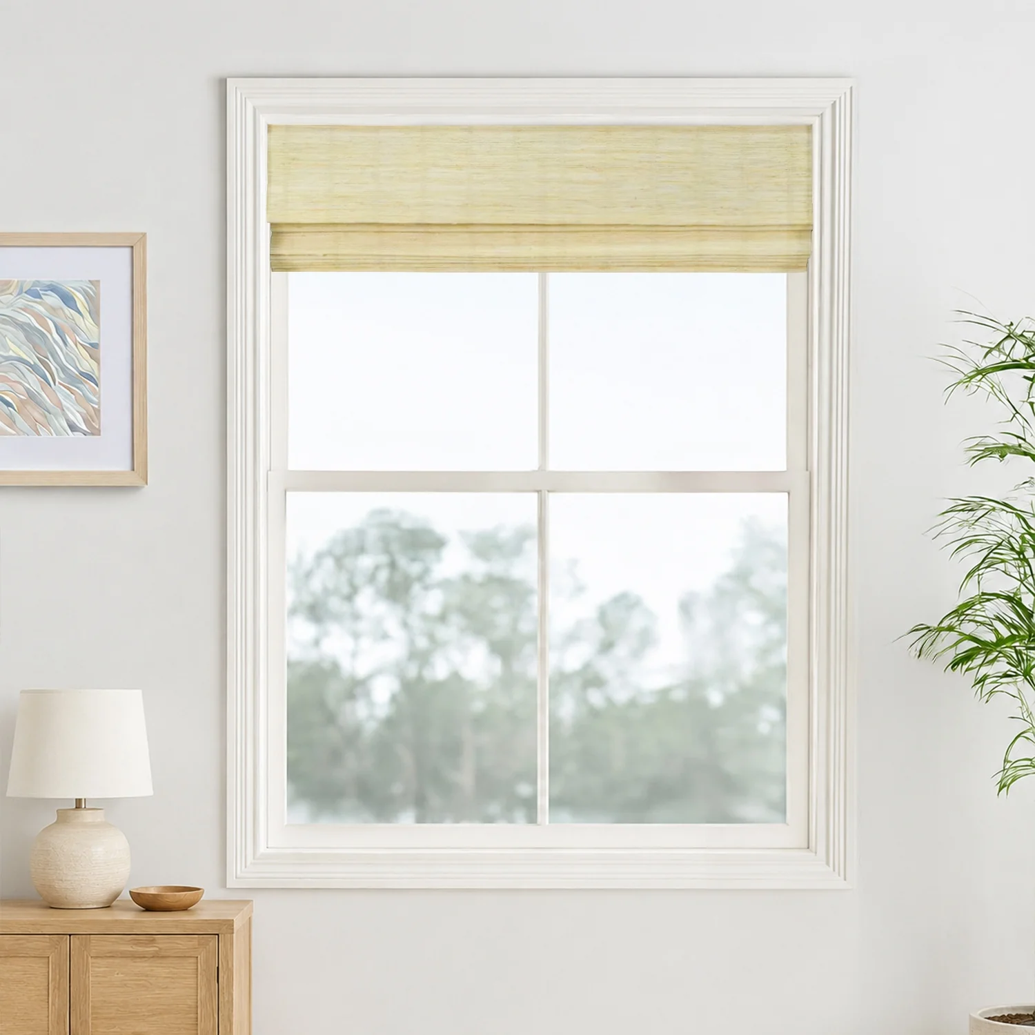 Reed Stripe Bamboo Blinds & Shades - Wooden Headrail - Image 19