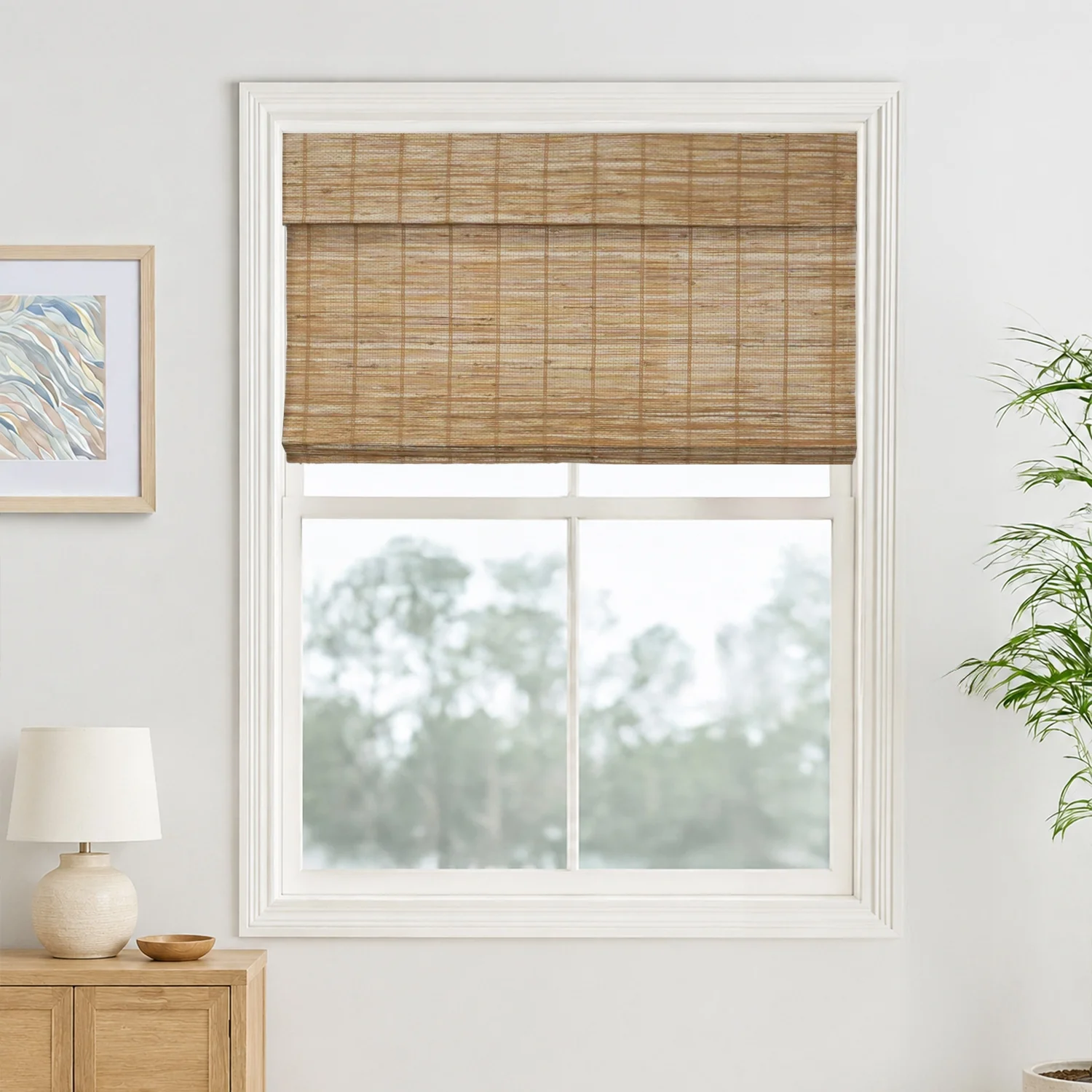 Reed Stripe Bamboo Blinds & Shades - Wooden Headrail - Image 22