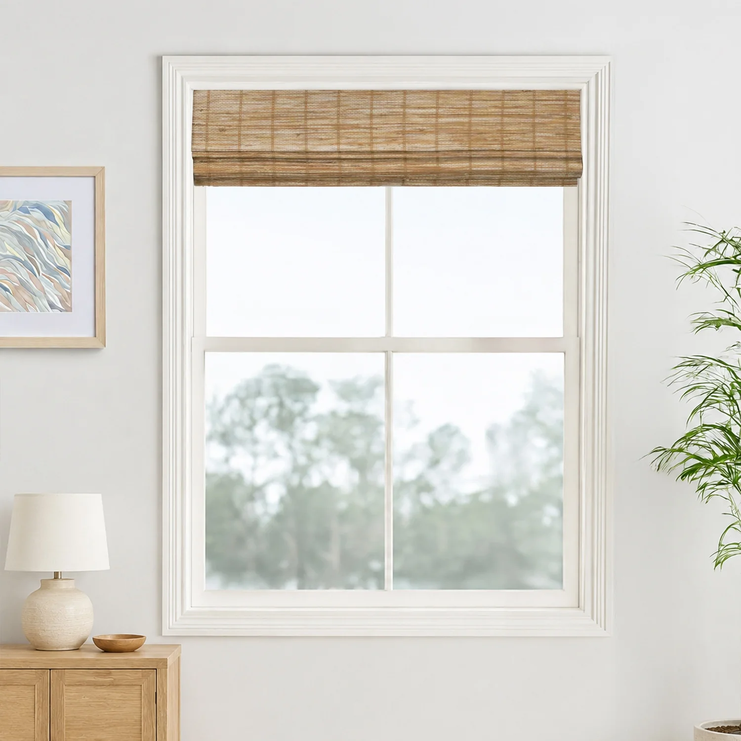 Reed Stripe Bamboo Blinds & Shades - Wooden Headrail - Image 23