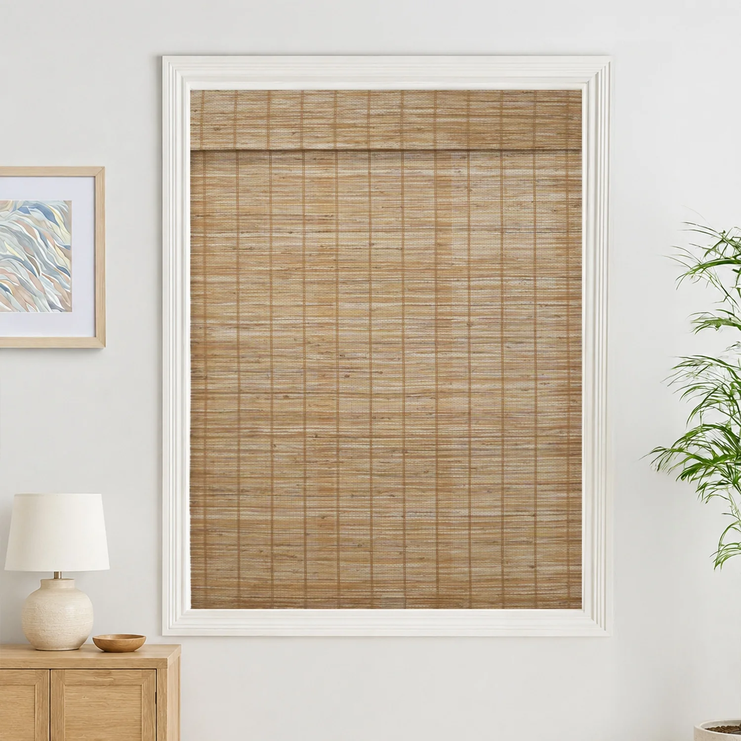 Reed Stripe Bamboo Blinds & Shades - Wooden Headrail - Image 24