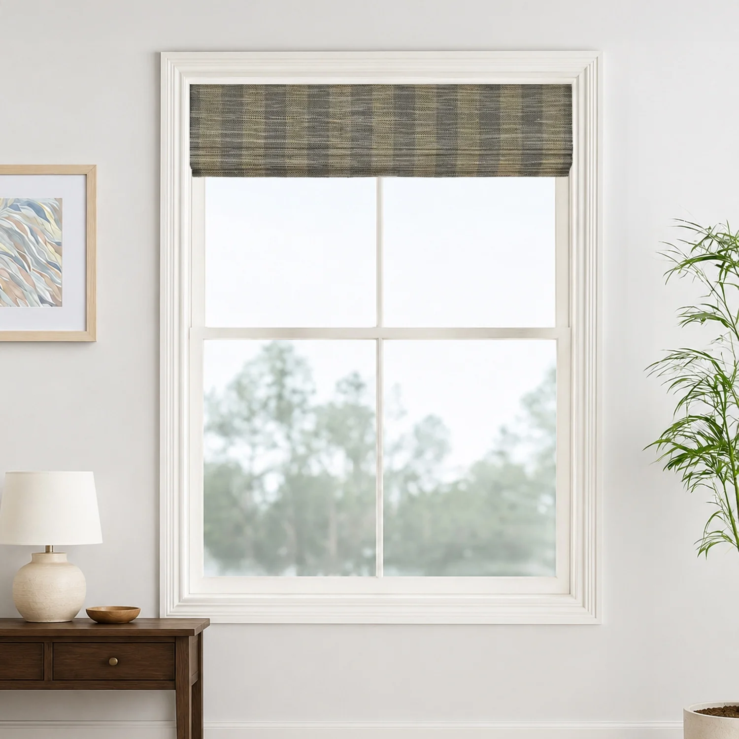 Reed Stripe Bamboo Blinds & Shades - Wooden Headrail - Image 27