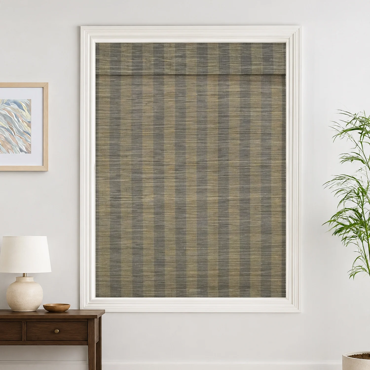 Reed Stripe Bamboo Blinds & Shades - Wooden Headrail - Image 28