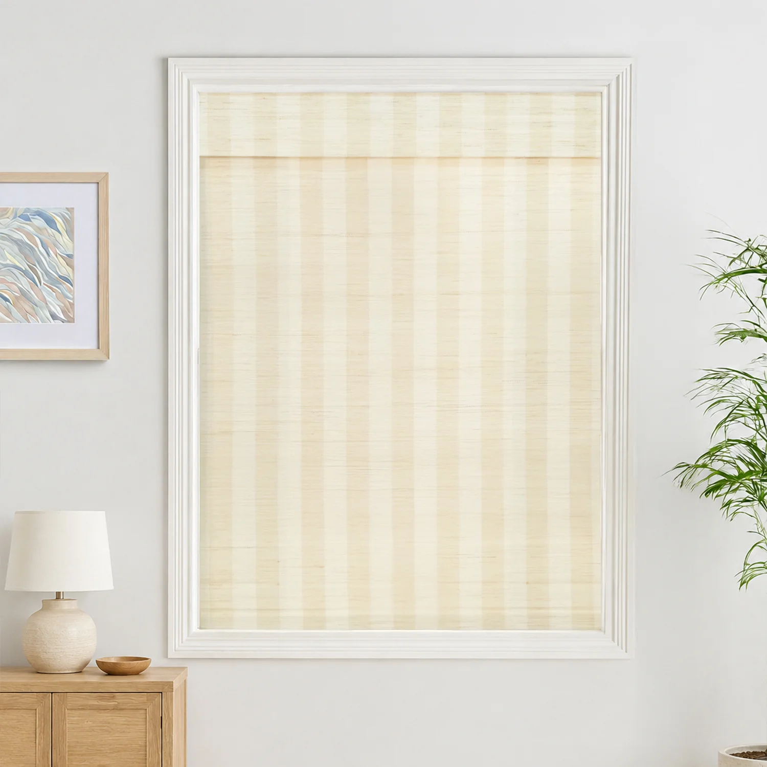 Reed Stripe Bamboo Blinds & Shades - Wooden Headrail - Image 6
