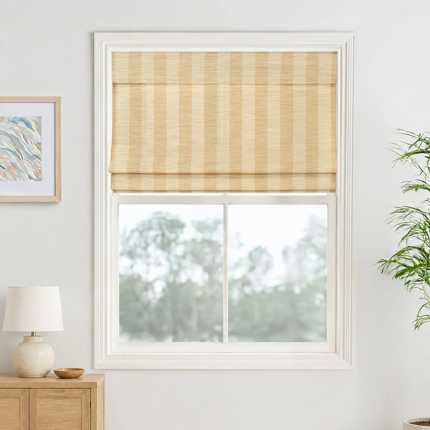 Reed Stripe Bamboo Blinds & Shades - Wooden Headrail - Image 7