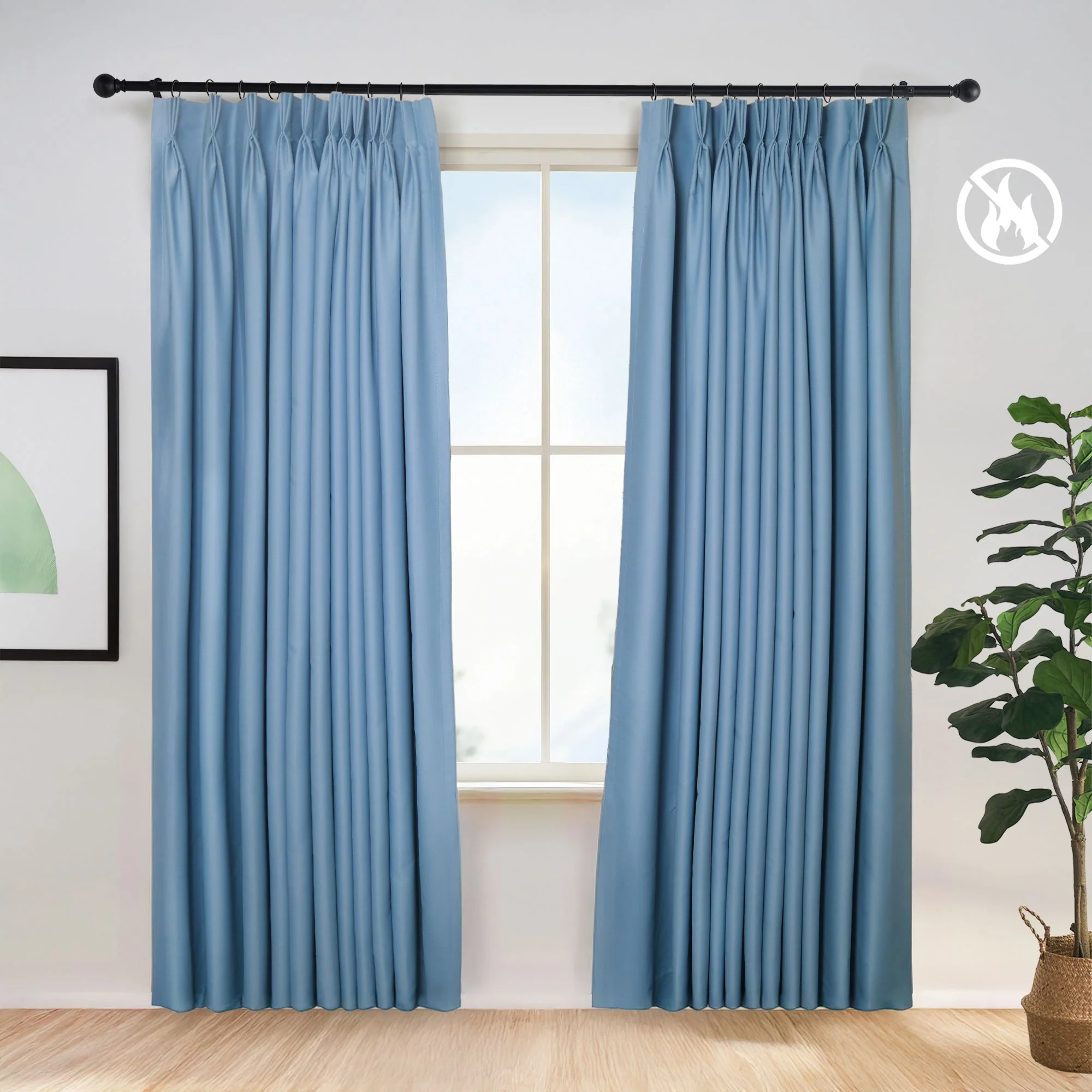 Vista Cotton Blend Physical Blackout Curtains Pleated