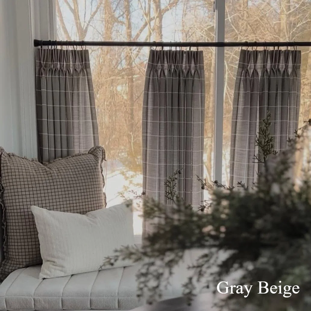 Vivienne Plaid Stripes Linen Curtains & Drapes Pleated - Image 4