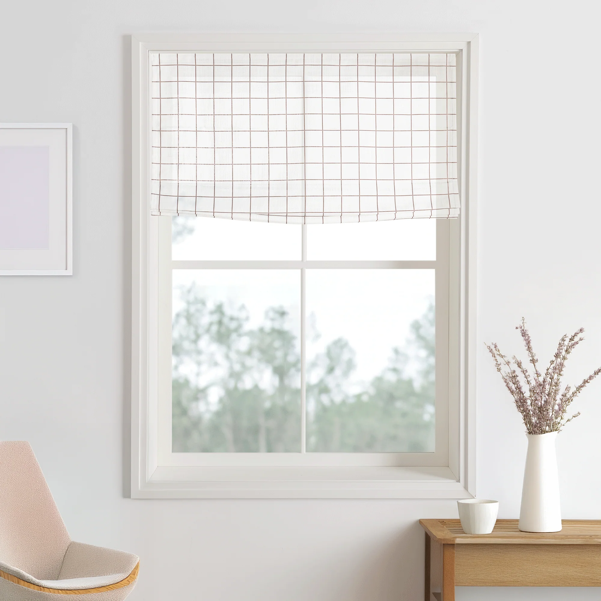 Vivienne Plaid Striped Linen Roman Blackout Shades - Image 6