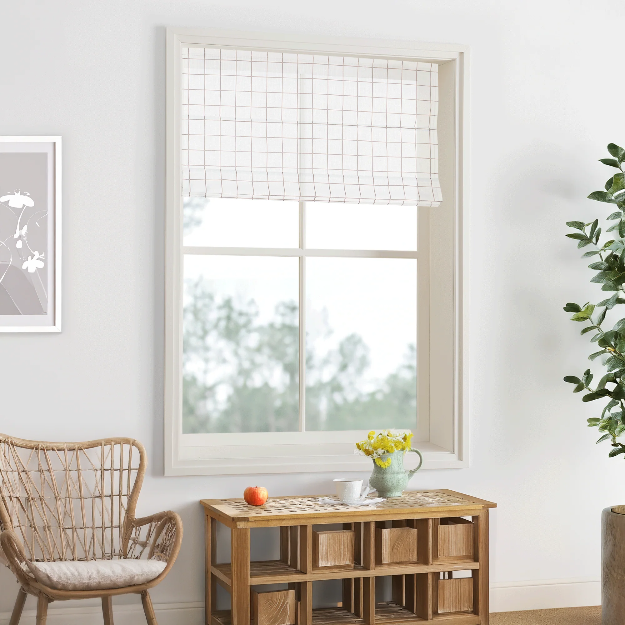 Vivienne Plaid Striped Linen Roman Shades & Blinds - Image 6