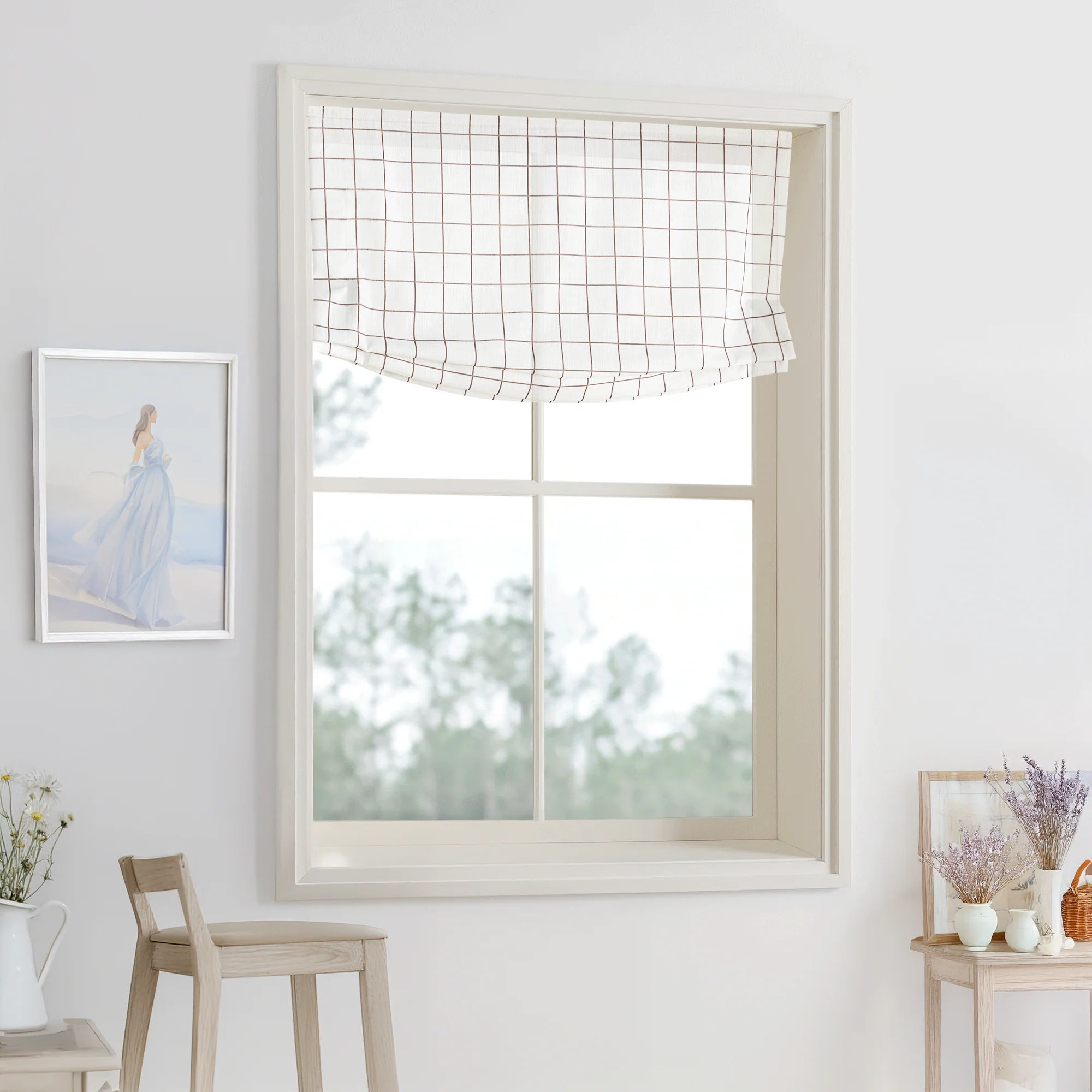 Vivienne Plaid Striped Linen Roman Shades & Blinds | Relaxed - Image 5