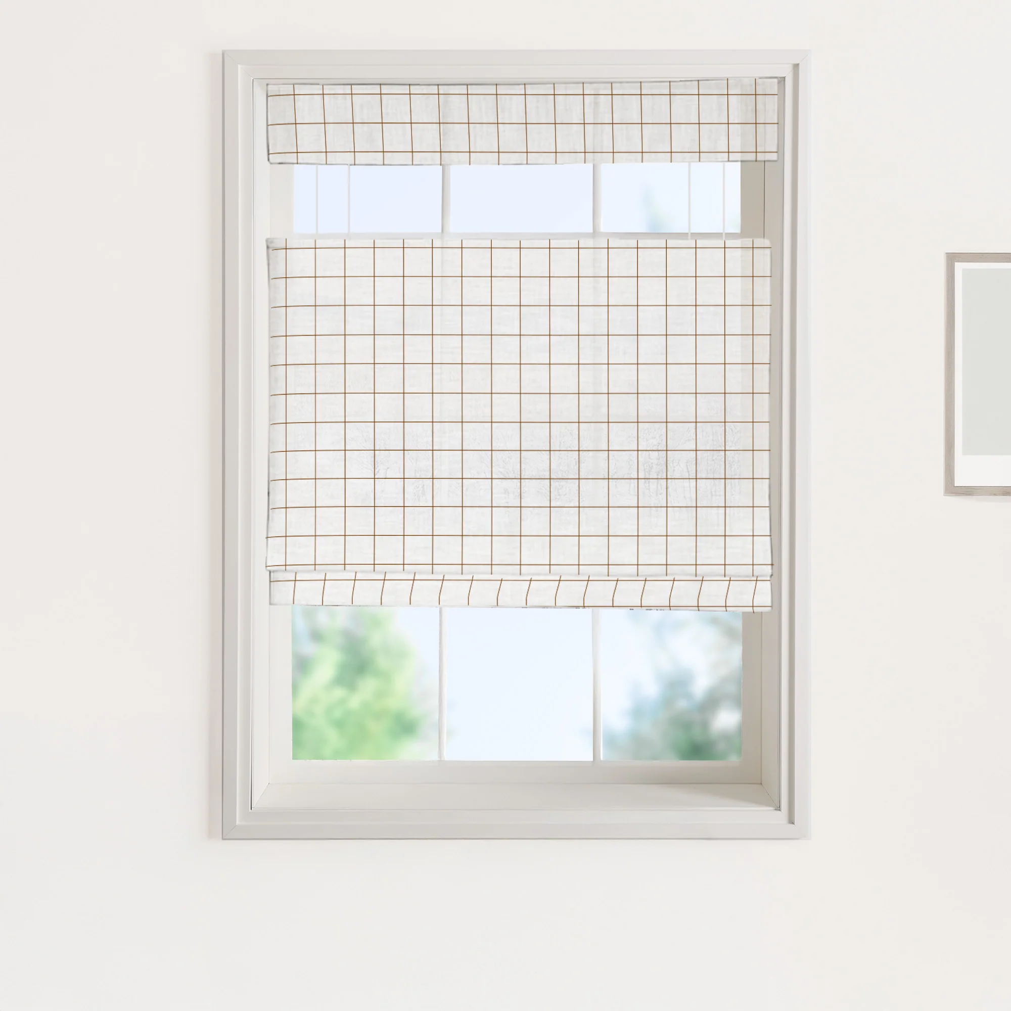 Vivienne Plaid Striped Linen Roman Shades & Blinds | Top Down Bottom Up